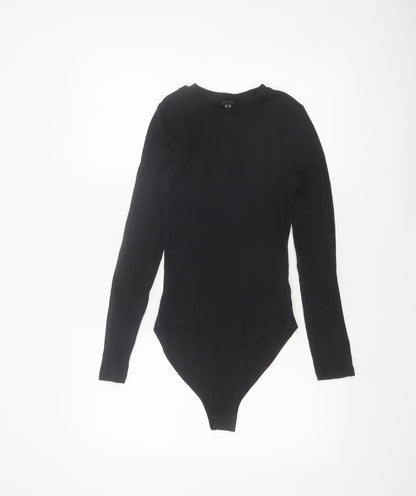 New Look Women's Black Cotton Long Sleeve Bodysuit Size 10