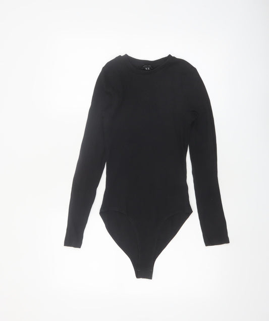 New Look Women's Black Cotton Long Sleeve Bodysuit Size 10