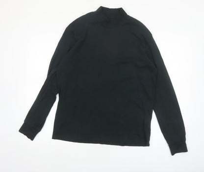 Uniqlo Men Black M Mock Neck Long Sleeve Cotton Top