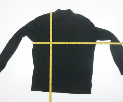 Uniqlo Men Black M Mock Neck Long Sleeve Cotton Top