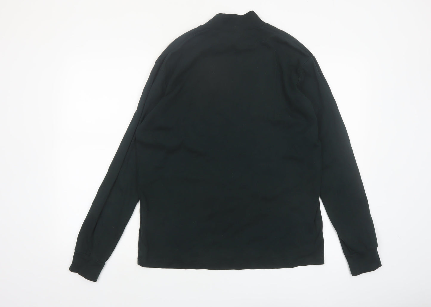 Uniqlo Men Black M Mock Neck Long Sleeve Cotton Top