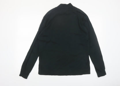 Uniqlo Men Black M Mock Neck Long Sleeve Cotton Top
