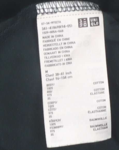 Uniqlo Men Black M Mock Neck Long Sleeve Cotton Top