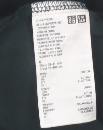 Uniqlo Men Black M Mock Neck Long Sleeve Cotton Top