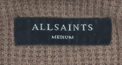 AllSaints Men's Brown Cotton Waffle Knit Jumper Medium