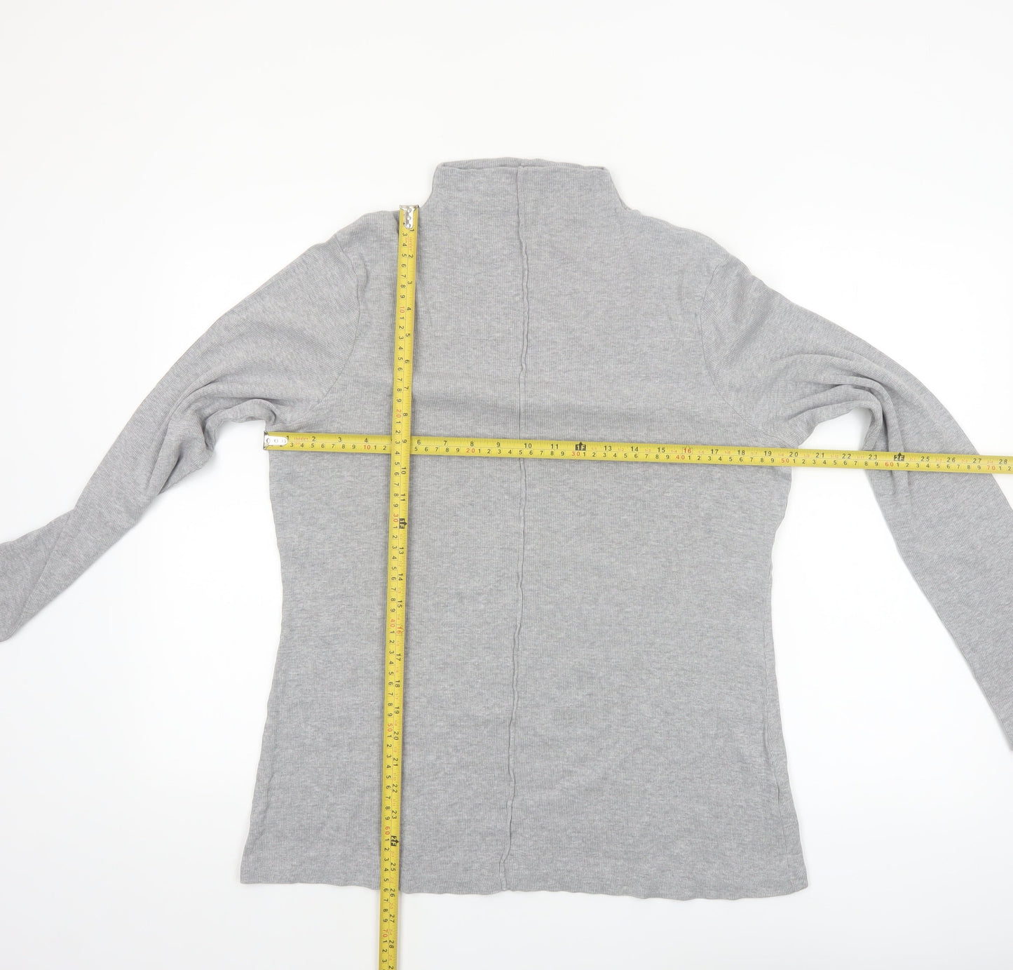 Next Women’s Grey Long Sleeve Roll Neck Cotton Jersey Top Size 22