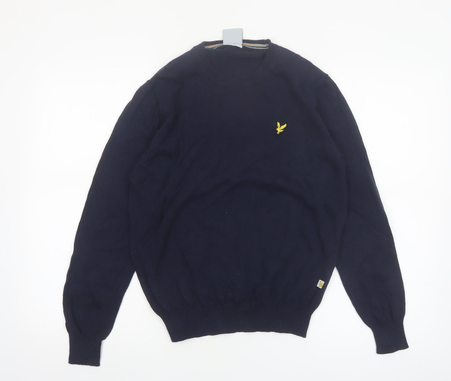 Lyle & Scott Men's Blue Cotton Crew Neck Golf Jumper Small