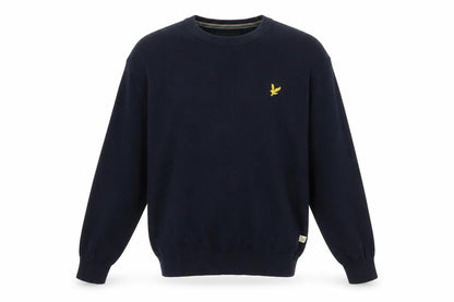 Lyle & Scott Men's Blue Cotton Crew Neck Golf Jumper Small