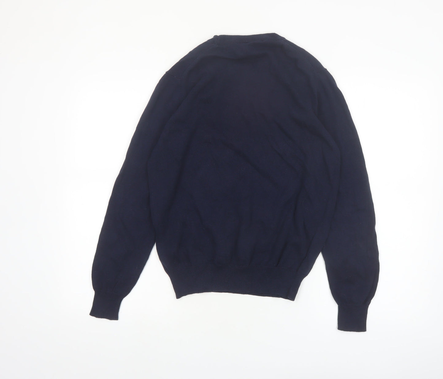 Lyle & Scott Men's Blue Cotton Crew Neck Golf Jumper Small