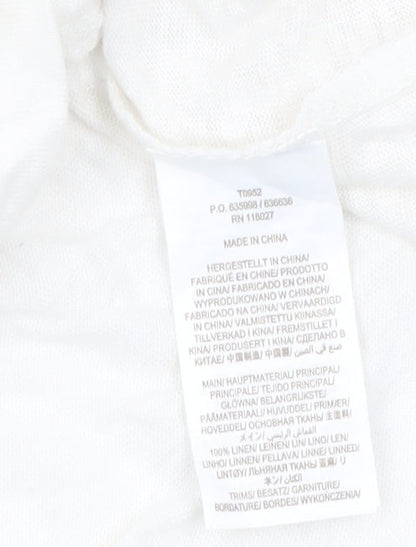 Boden Women’s White Linen Crochet Trim Peasant Blouse UK 14