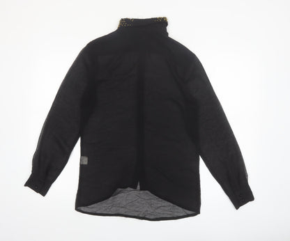 Diffuse Womens Black Beaded Collar Long Sleeve Blouse Size 12