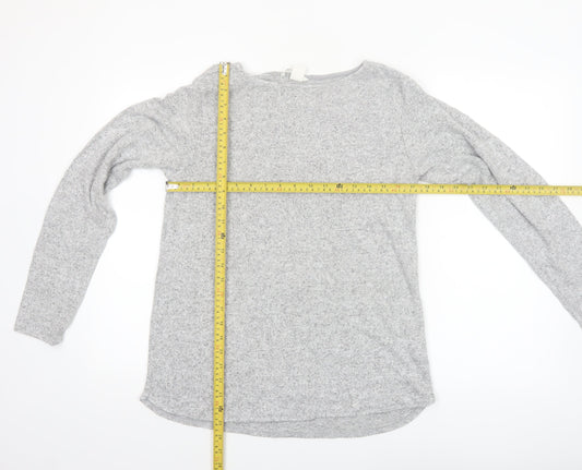 H&M Women's Grey Basic Long Sleeve Stretch Jersey Top Size S
