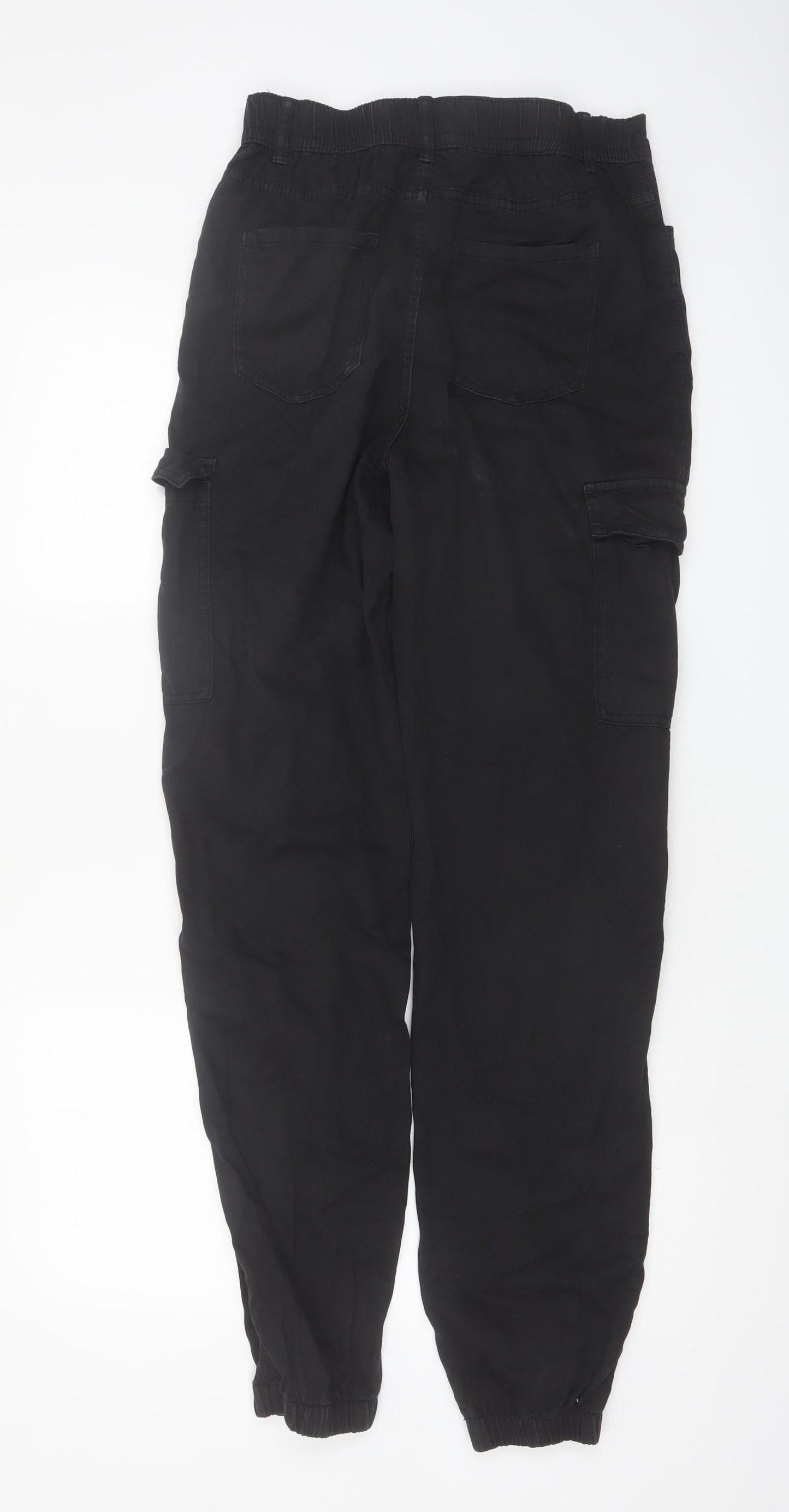 New Look Women Black Cargo Trousers Size 10 Tall 100% Cotton
