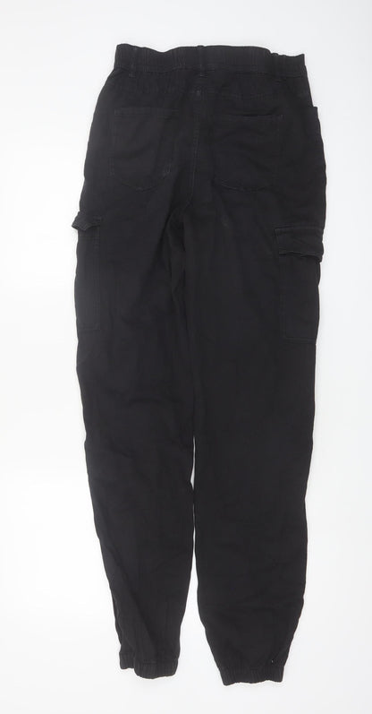 New Look Women Black Cargo Trousers Size 10 Tall 100% Cotton