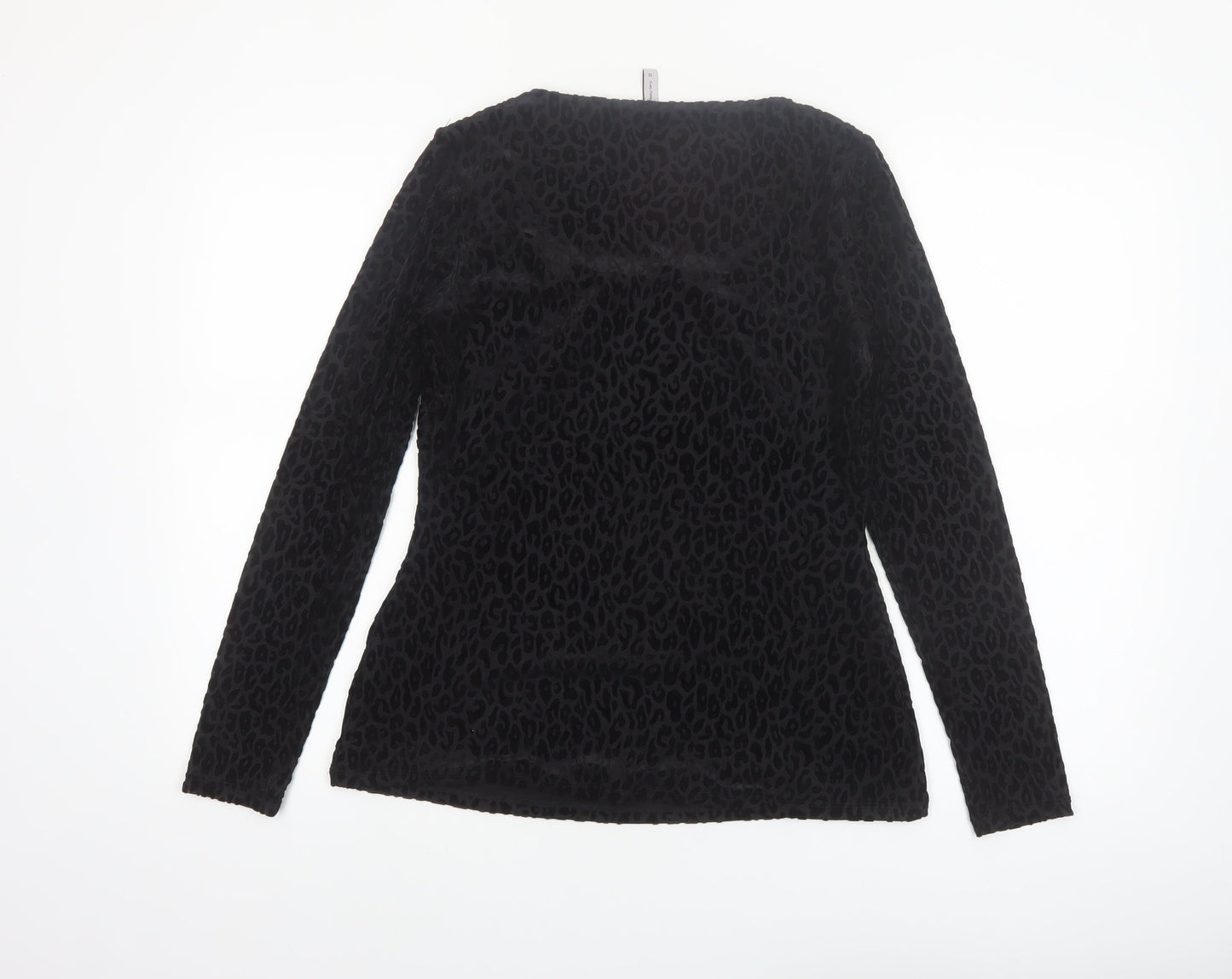 Bravissimo Women’s Black Animal Velvet Long Sleeve Tunic Top Size 12