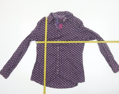 Long Tall Sally Women's Purple Polka Dot Cotton Button-Up Shirt Size 14 Tall
