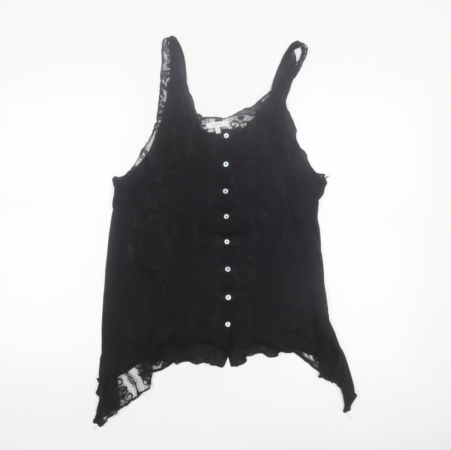 Mystree Women's Black Lace Button Camisole Blouse M