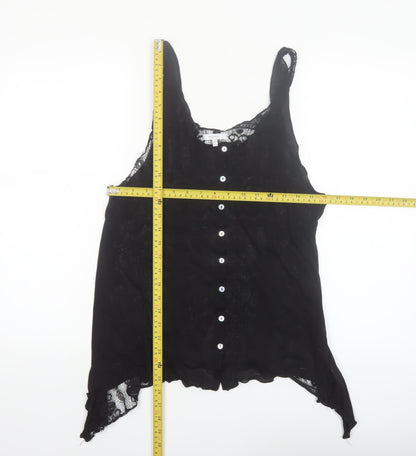 Mystree Women's Black Lace Button Camisole Blouse M