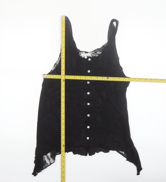 Mystree Women's Black Lace Button Camisole Blouse M
