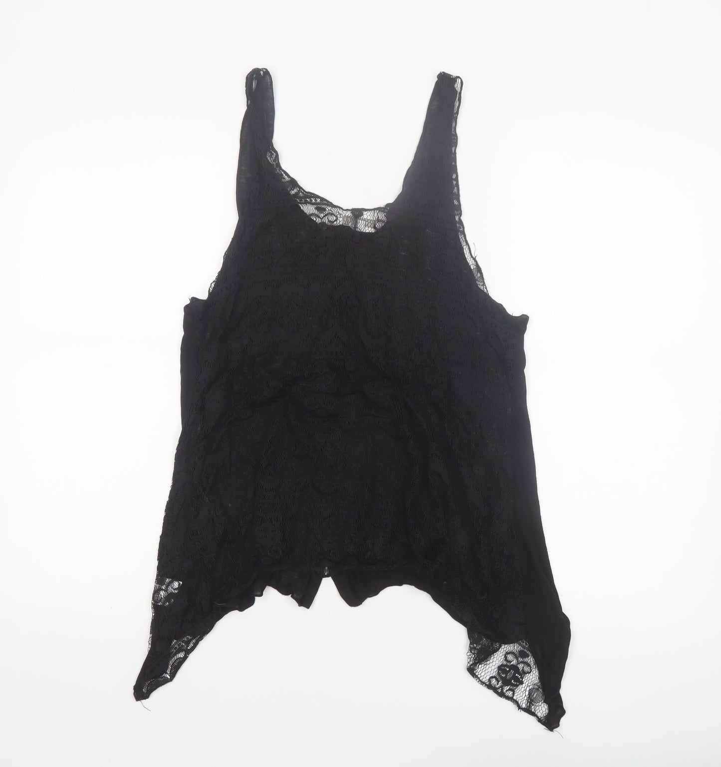 Mystree Women's Black Lace Button Camisole Blouse M