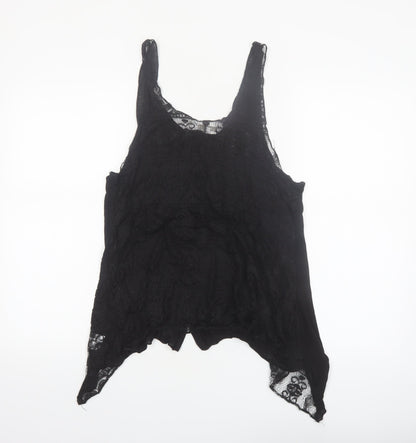 Mystree Women's Black Lace Button Camisole Blouse M