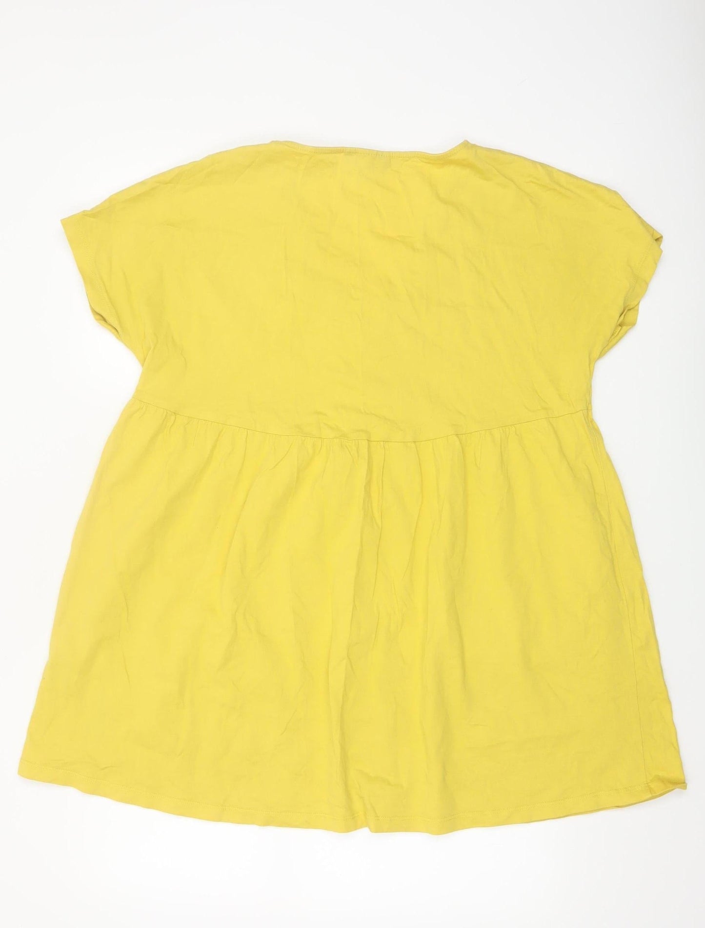 ASOS DESIGN Women Yellow A-Line Short Dress UK 6 Cotton Casual