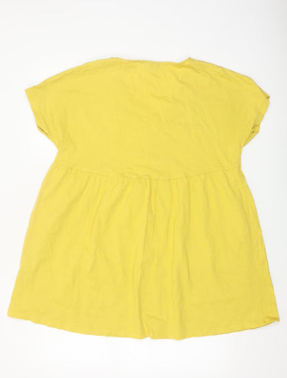 ASOS DESIGN Women Yellow A-Line Short Dress UK 6 Cotton Casual