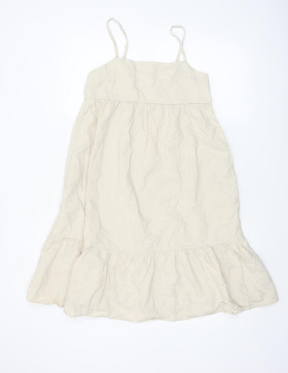 UNIQLO Girls Beige A-Line Linen Blend Sleeveless Summer Dress 13 Years