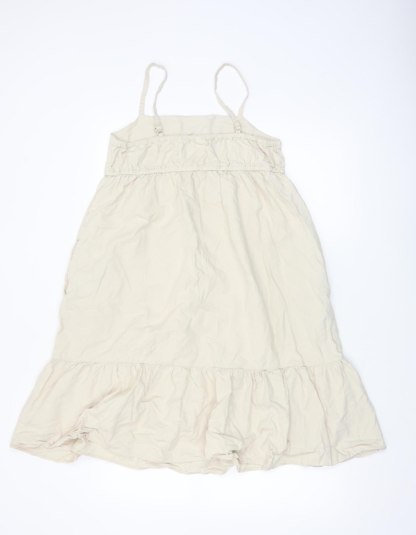 UNIQLO Girls Beige A-Line Linen Blend Sleeveless Summer Dress 13 Years