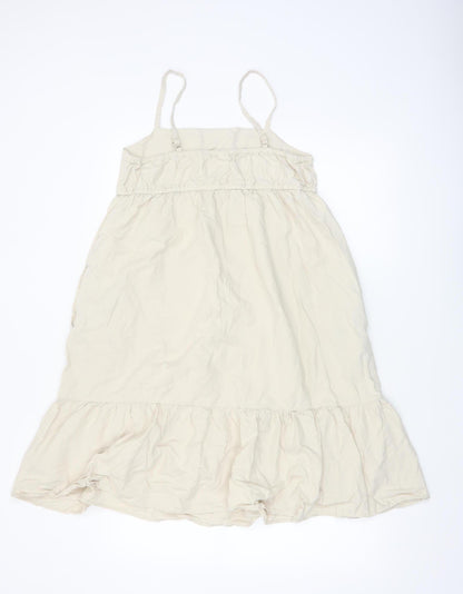 UNIQLO Girls Beige A-Line Linen Blend Sleeveless Summer Dress 13 Years