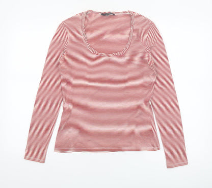 MaxMara Weekend Women's Red Striped Long Sleeve Scoop Neck Top M