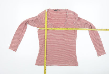 MaxMara Weekend Women's Red Striped Long Sleeve Scoop Neck Top M