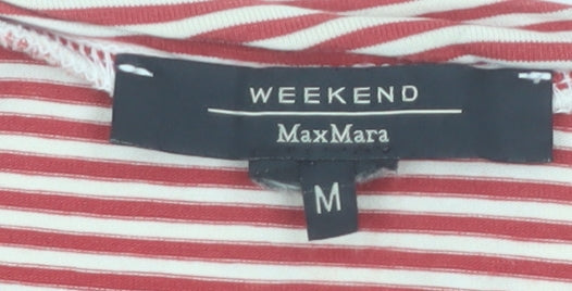 MaxMara Weekend Women's Red Striped Long Sleeve Scoop Neck Top M