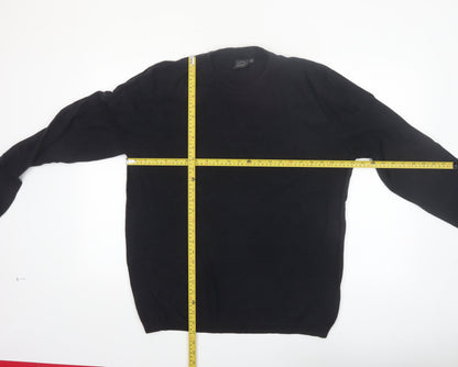 Jack & Jones Men's Black XL Cotton Crew Neck Jumper