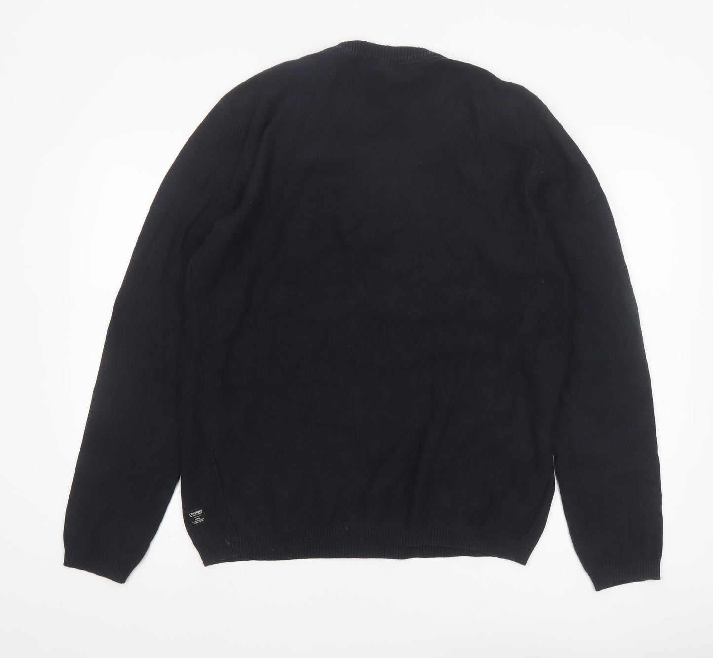 Jack & Jones Men's Black XL Cotton Crew Neck Jumper