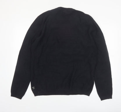 Jack & Jones Men's Black XL Cotton Crew Neck Jumper