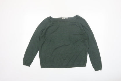 Boden Women's Green Linen Cotton Blend Boat Neck Jumper Size 14