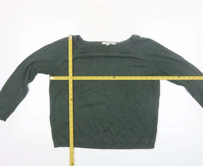 Boden Women's Green Linen Cotton Blend Boat Neck Jumper Size 14