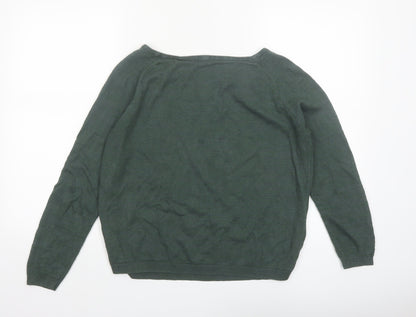 Boden Women's Green Linen Cotton Blend Boat Neck Jumper Size 14