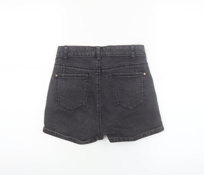 Denim Co. Women's Black Size 8 High Rise Button Denim Hot Pants