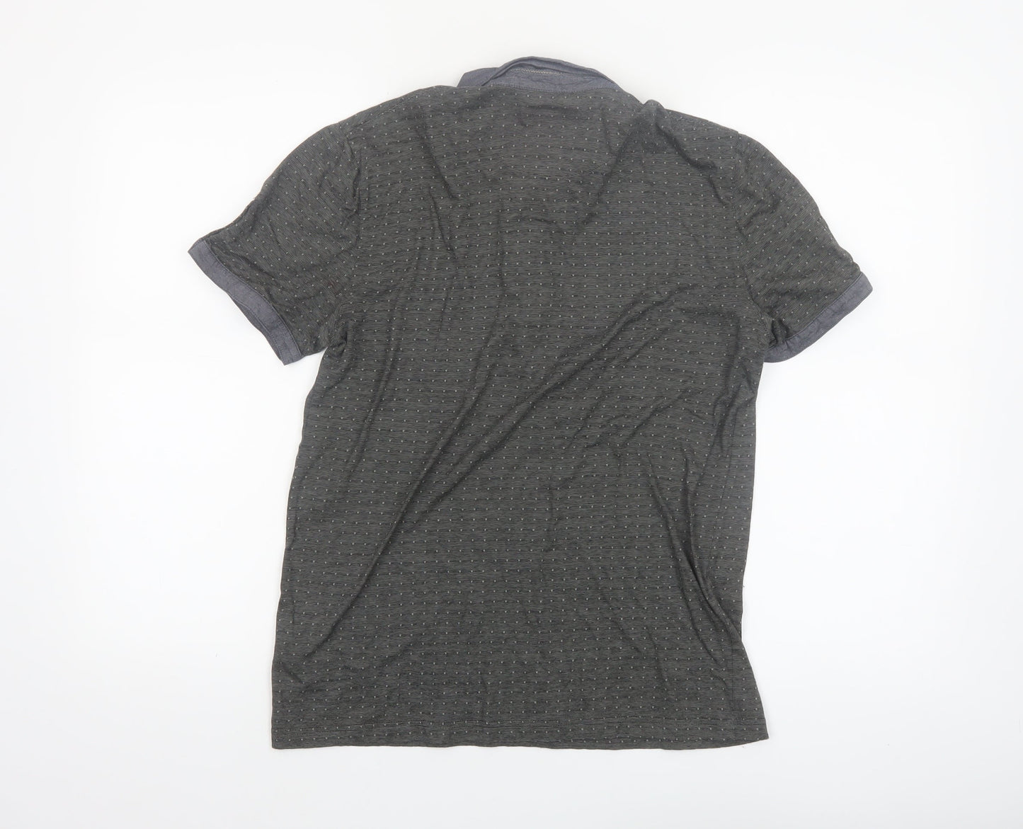 Ted Baker Men's Grey Geometric Cotton Polo Shirt Size M