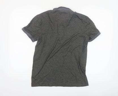 Ted Baker Men's Grey Geometric Cotton Polo Shirt Size M