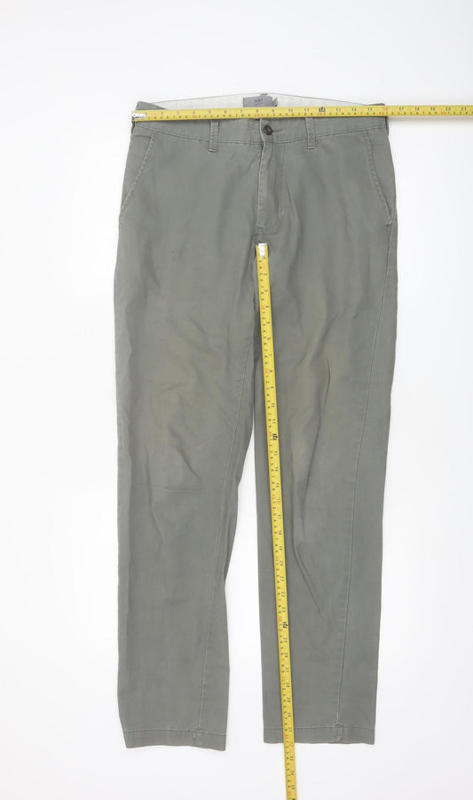 Marks and Spencer Men's Grey Slim Fit Chino Trousers 32W 33L