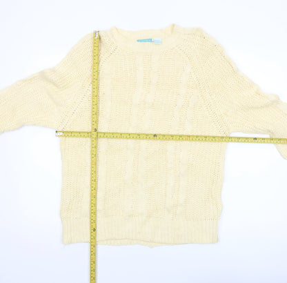 Laura Peterson Women Beige Cable-Knit Pullover Jumper L