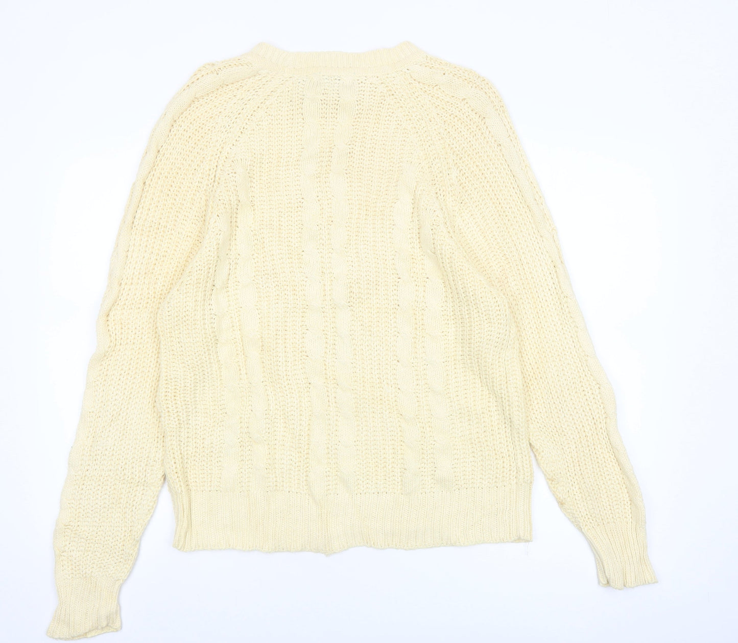Laura Peterson Women Beige Cable-Knit Pullover Jumper L