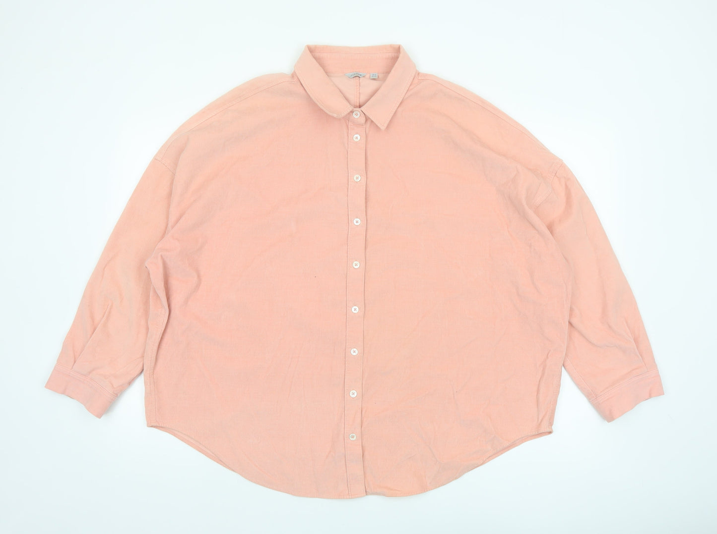 Jigsaw Women Pink Cotton Button-Up Shirt UK16 Long Sleeve
