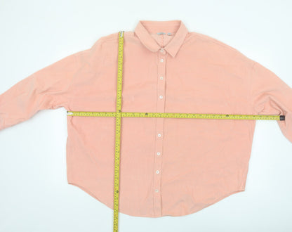 Jigsaw Women Pink Cotton Button-Up Shirt UK16 Long Sleeve