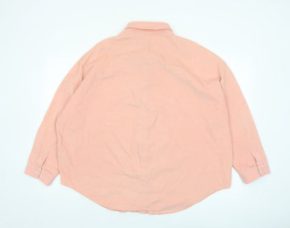 Jigsaw Women Pink Cotton Button-Up Shirt UK16 Long Sleeve