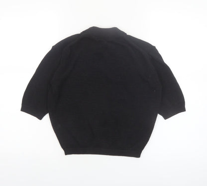 Uniqlo Women Black XS Basic Knit 3/4 Sleeve Crew Neck Top