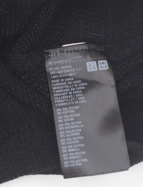 Uniqlo Women Black XS Basic Knit 3/4 Sleeve Crew Neck Top